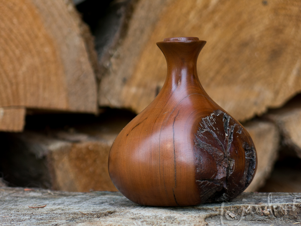 One of my favorite pieces, this vase was made from a plum tree that had to be taken down in 2008