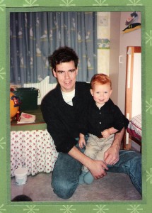 My husband and son back in 1994 with their matching shirts