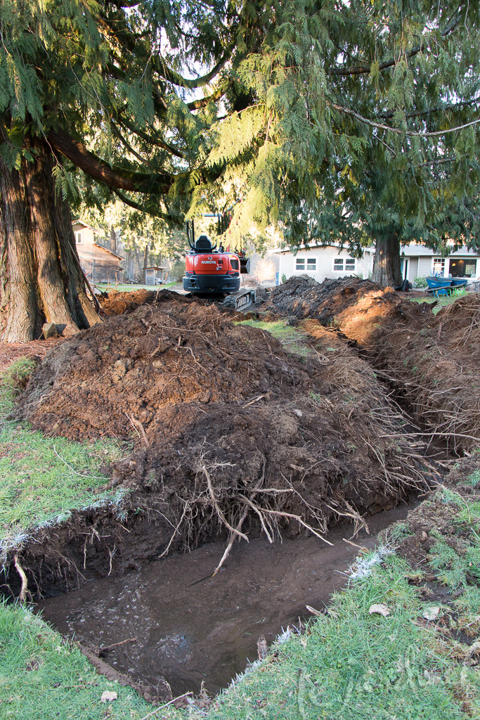 It rained constantly! We had to run a sump pump in this pit so the utility crews could work